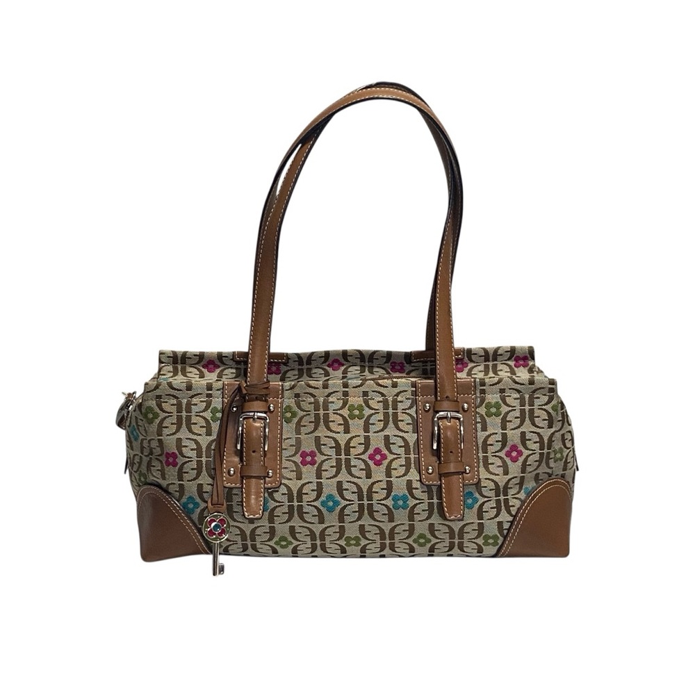 Fossil Multicolor Fabric Leather Trim Women's Shoulder Bag